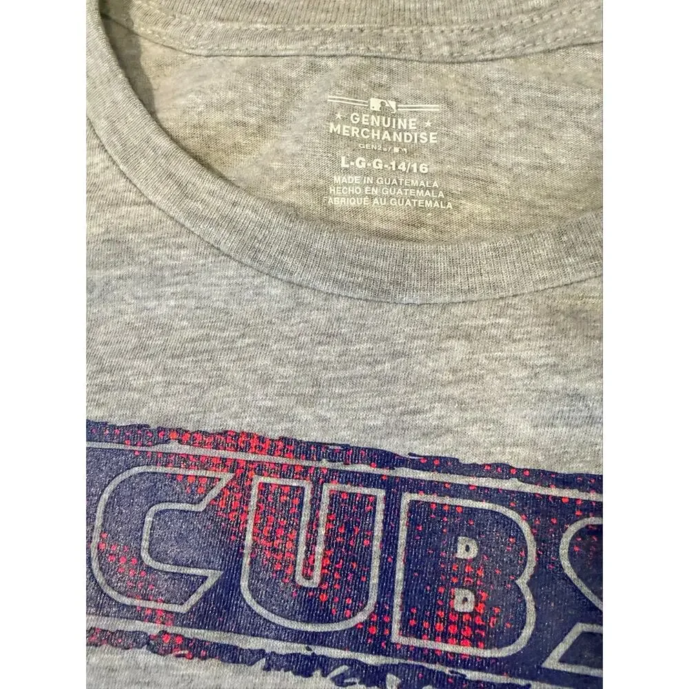 MLB Chicago Cubs Youth Boys Gray Short Sleeve Graphic T-Shirt Size L 14/16 NWT